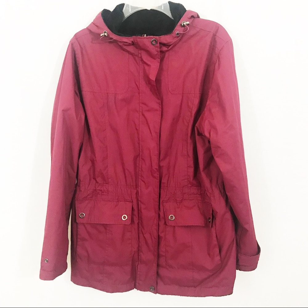 Maroon Lined Rain Jacket - image 1